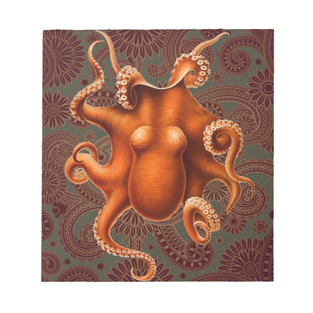 Octopus Sea Monster Creature Cephalapod Vintage Notepad (Front)