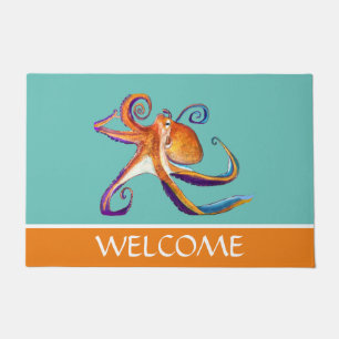 Octopus sealife watercolor art doormat