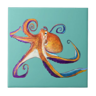 Octopus sealife watercolor art tile