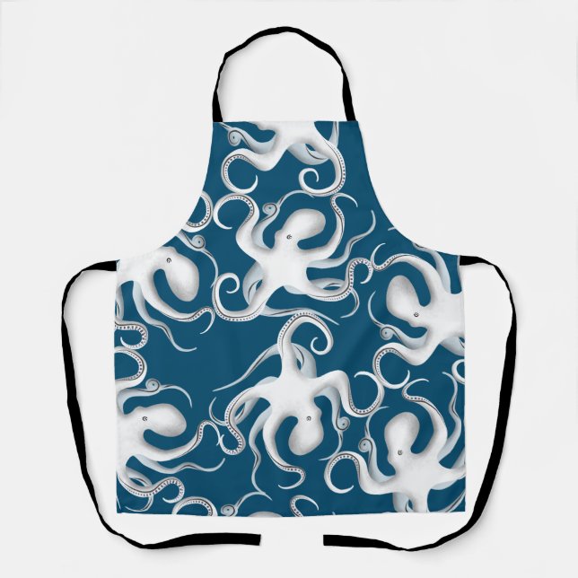 Octopus Silhouette Pattern Apron (Front)