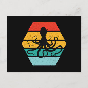Octopus Silhouette Sunset Postcard