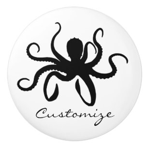 Octopus Silhouette Thunder_Cove Ceramic Knob