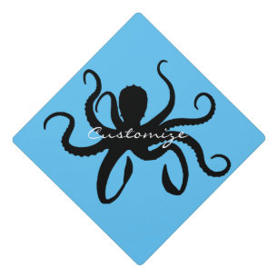 Octopus Silhouette Thunder_Cove Graduation Cap Topper