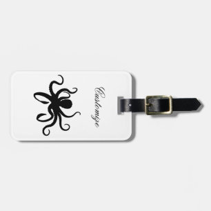 Octopus Silhouette Thunder_Cove Luggage Tag