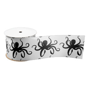 Octopus Silhouette Thunder_Cove Satin Ribbon