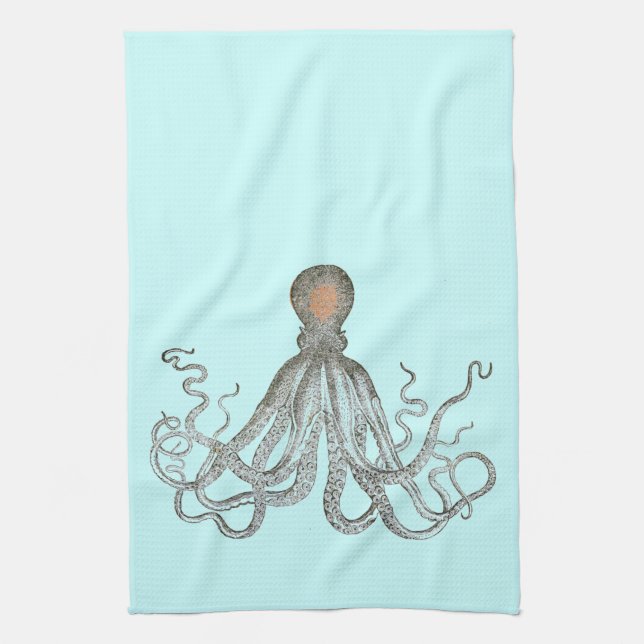 Octopus sketch kitchen towel (Vertical)