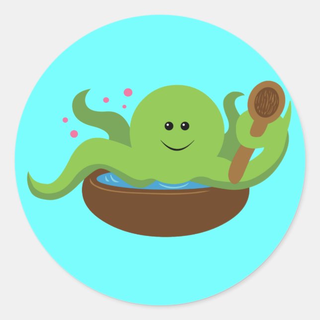 Octopus Soup Classic Round Sticker (Front)