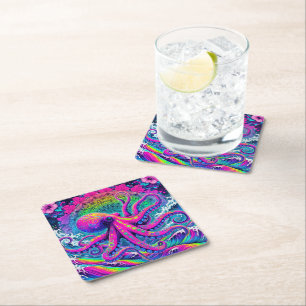 Octopus Square Paper Coaster