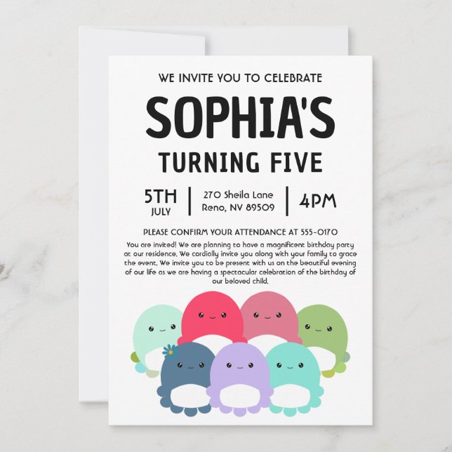 Octopus Squishmallow Birthday Party Invitation (Front)