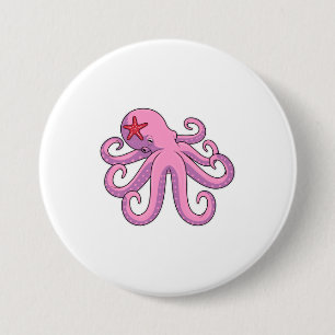 Octopus Starfish 3 Inch Round Button