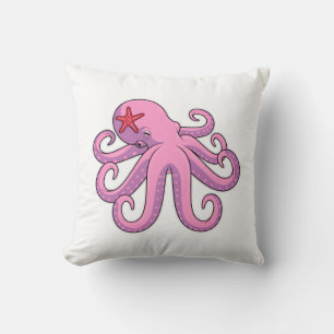Octopus Starfish Throw Pillow