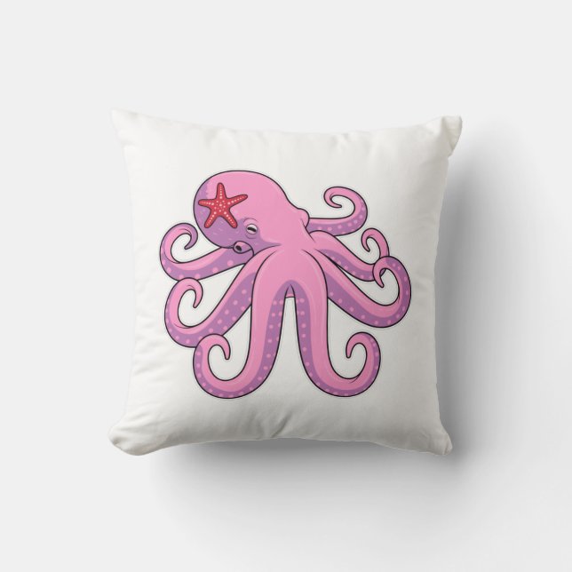 Octopus Starfish Throw Pillow (Front)
