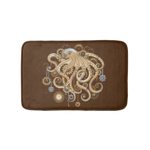Octopus Steampunk Retro Mechanical Fantasy Bath Mat