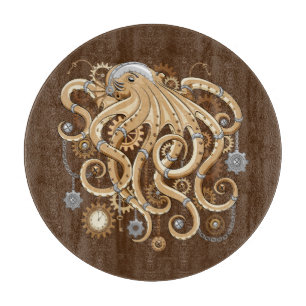 Octopus Steampunk Retro Mechanical Fantasy Cutting Board