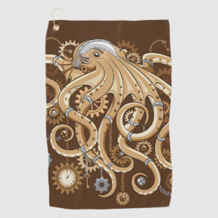 Octopus Steampunk Retro Mechanical Fantasy Golf Towel