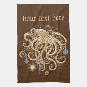 Octopus Steampunk Retro Mechanical Fantasy Kitchen Towel