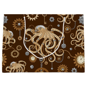 Octopus Steampunk Retro Mechanical Fantasy Large Gift Bag