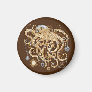 Octopus Steampunk Retro Mechanical Fantasy Magnet