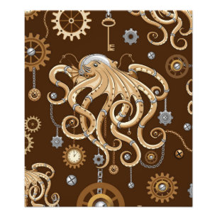Octopus Steampunk Retro Mechanical Fantasy Photo Print