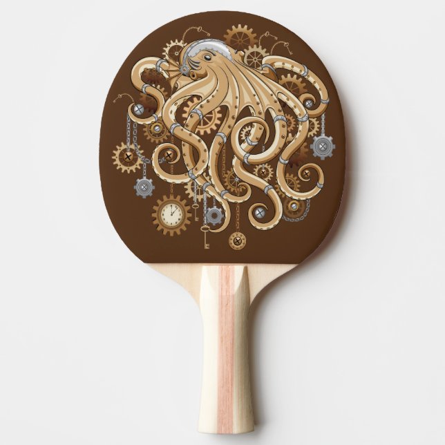 Octopus Steampunk Retro Mechanical Fantasy Ping Pong Paddle (Front)