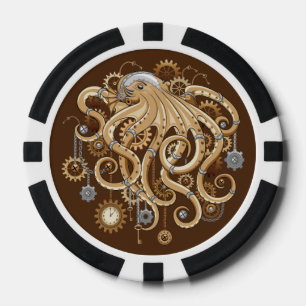 Octopus Steampunk Retro Mechanical Fantasy Poker Chips