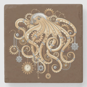 Octopus Steampunk Retro Mechanical Fantasy Stone Coaster