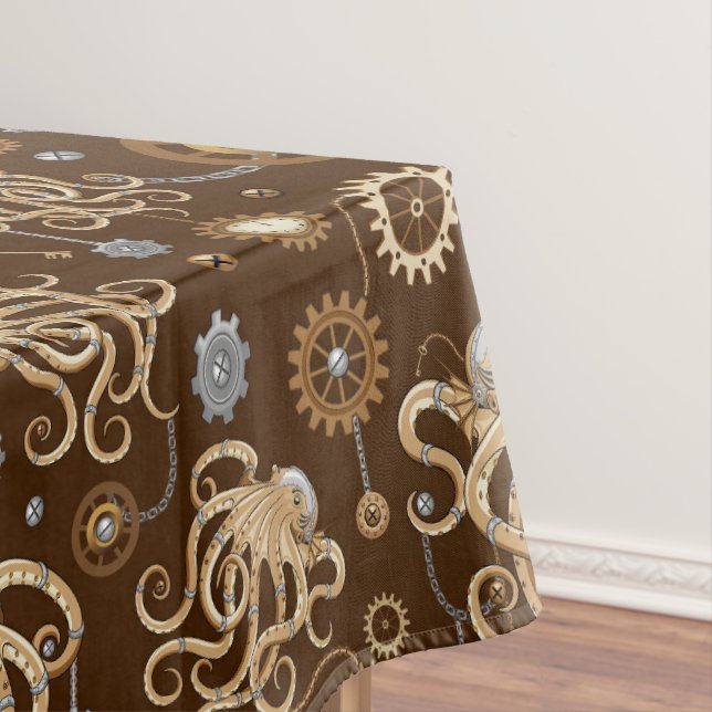Octopus Steampunk Retro Mechanical Fantasy Tablecloth (In Situ)