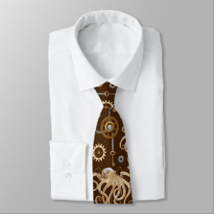 Octopus Steampunk Retro Mechanical Fantasy Tie