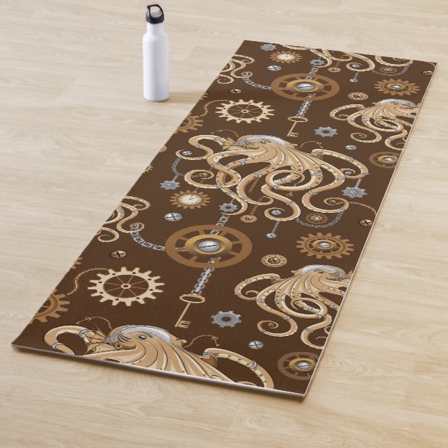 Octopus Steampunk Retro Mechanical Fantasy Yoga Mat (In Situ)