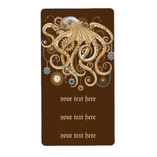Octopus Steampunk Surreal Retro Style Machine