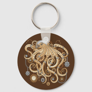 Octopus Steampunk Surreal Retro Style Machine  Keychain