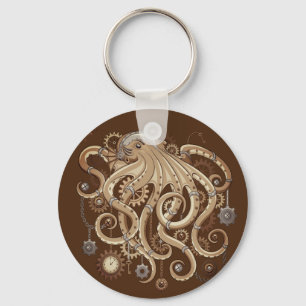 Octopus Steampunk Surreal Retro Style Machine   Keychain