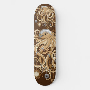 Octopus Steampunk Surreal Retro Style Machine  Skateboard