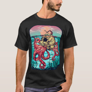 Octopus Sugar Skull Graphic Kraken Octopus T-Shirt