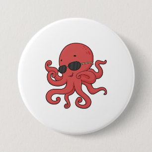 Octopus Sunglasses 3 Inch Round Button