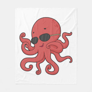 Octopus Sunglasses Fleece Blanket