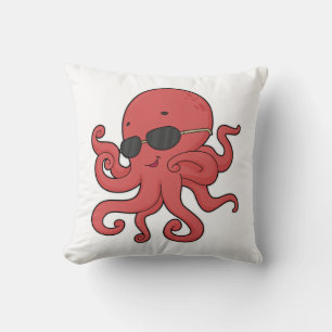 Octopus Sunglasses Throw Pillow