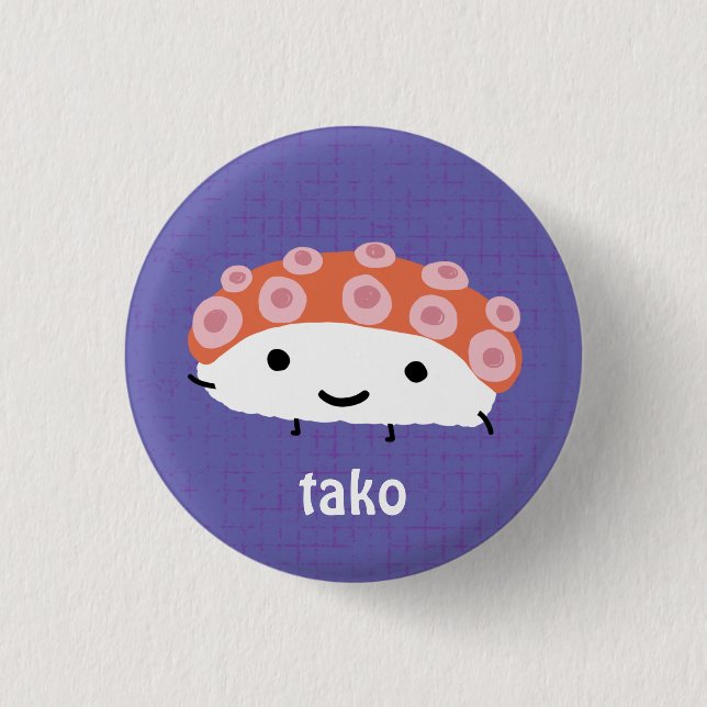 Octopus Sushi (tako) 1 Inch Round Button (Front)