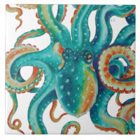 Octopus Teal Watercolor Tentacles Watercolor