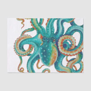 Octopus Teal Watercolor Tentacles Watercolor Tissue Paper