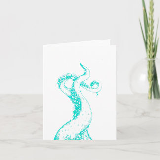 octopus tentacles aqua blank folded card
