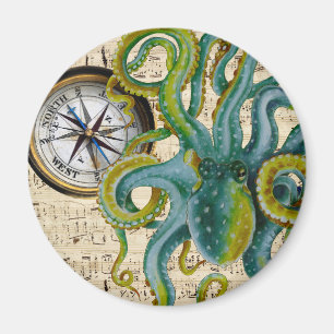 Octopus Tentacles Compass Music Magnet