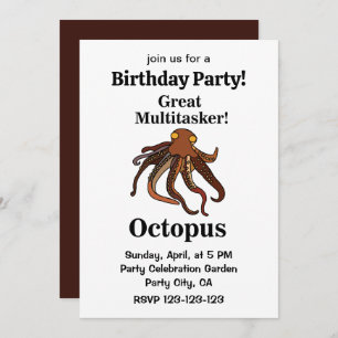 Octopus Tentacles Great Multitasker Funny Birthday Invitation