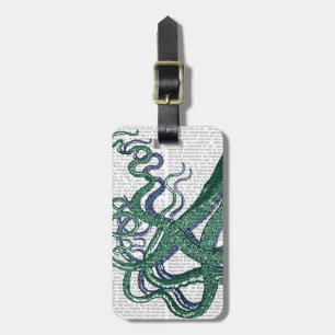 Octopus Tentacles Green and Blue Luggage Tag