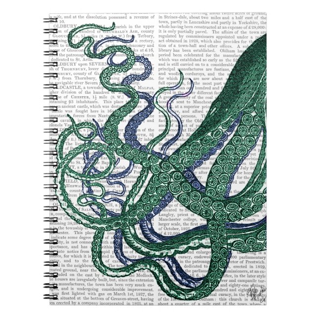 Octopus Tentacles Green and Blue Notebook (Front)