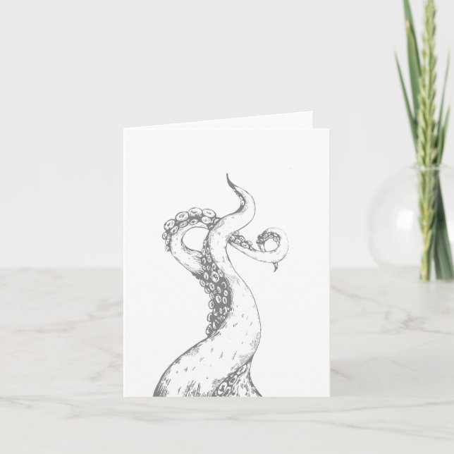 octopus tentacles grey blank folded card (Front)