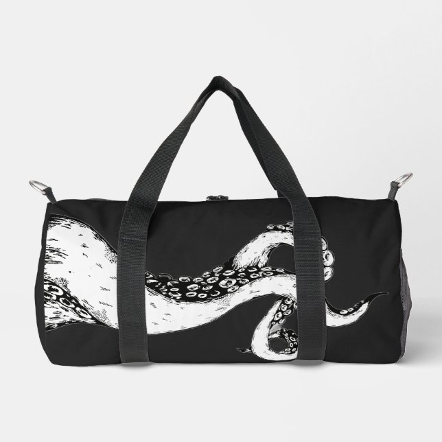 octopus tentacles on black duffle bag (Front)