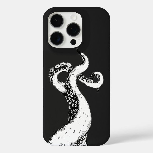 octopus tentacles on black iPhone case (Back)