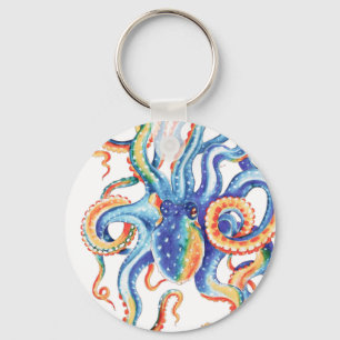 Octopus Tentacles Watercolor Colourful Art Keychain