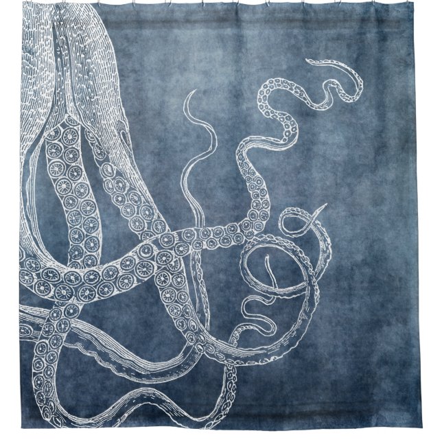 Octopus Twilight Blue Denim Watercolor Art (Front)